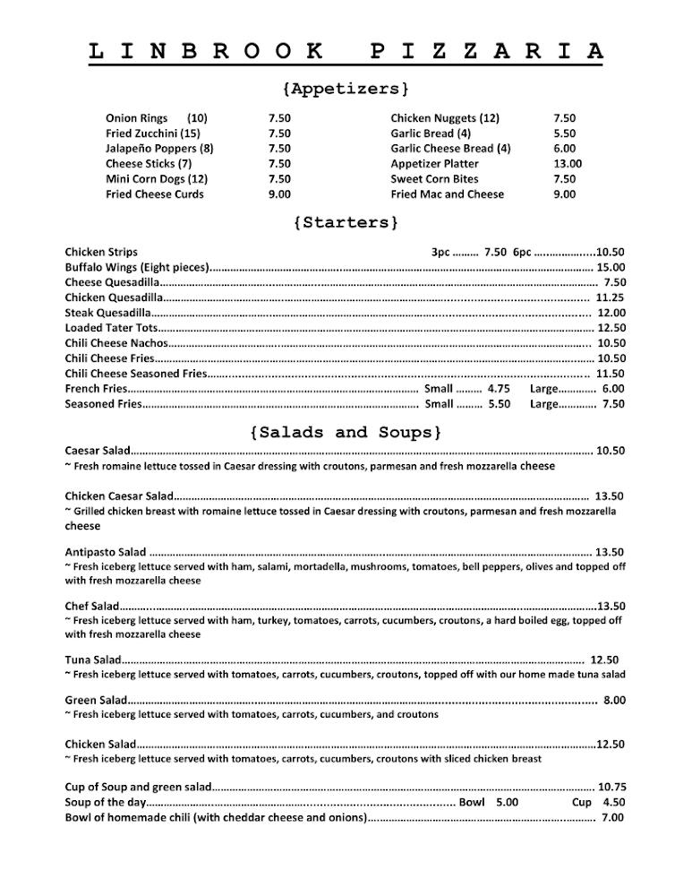Linbrook Pizzaria and Grill Menu image 2